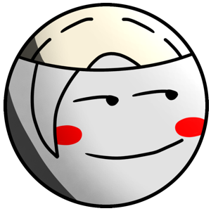 a white puffball wearing a baseball cap with a smug expression