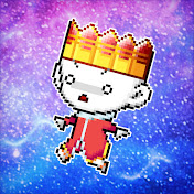 a small boy wearing a king's crown and red clothes with a surprised expression